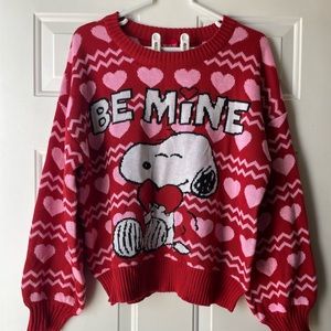 NWT Be Mine Snoopy Peanuts Knitted Valentines Sweater